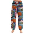 thumbnail image 1 of WTOBBY Women's Long Pajama Pants with Christmas Print and Cuffed Bottoms - Festive Holiday Sleepwear for Casual Home Lounge Wear - Comfortable Straight Leg Design,Blue L, 1 of 6
