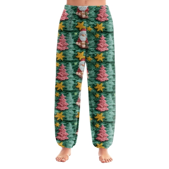 WTOBBY Women's Long Pajama Pants with Christmas Print and Cuffed Bottoms - Festive Holiday Sleepwear for Casual Home Lounge Wear - Comfortable Straight Leg Design,Dark Green 2XL