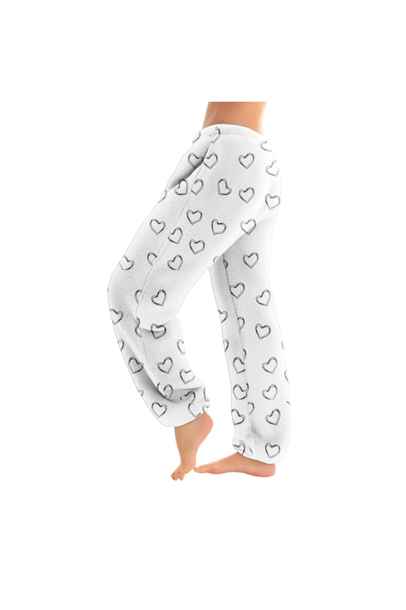 Women's Long Pants with Cuffed Hem and Retro Print, Suitable as Casual Pants or Pajama Pants for Comfortable Wear and Relaxation,Beige L