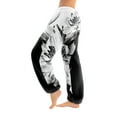 thumbnail image 1 of WTOBBY Women's Long Pants with Cuffed Hem and Retro Print, Suitable as Casual Pants or Pajama Pants for Comfortable Wear and Relaxation,Black M, 1 of 6