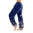 thumbnail image 1 of WTOBBY Women's Long Pants with Cuffed Hem and Retro Print, Suitable as Casual Pants or Pajama Pants for Comfortable Wear and Relaxation,Blue XS, 1 of 6