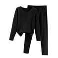thumbnail image 1 of WTOBBY Women's Long Sleeve Solid Color Plush Fleece Sleepwear Set, Warm Cozy Winter Pajamas with Soft Pants for Cold Weather, Home Loungewear,Black L, 1 of 4