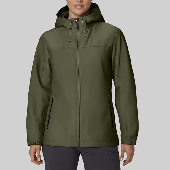 WTOBBY Women's Loose Casual Solid Color Windproof Waterproof Jacket for Outdoor Sports, Perfect for Fashionable and Relaxed Everyday Wear,Army Green L