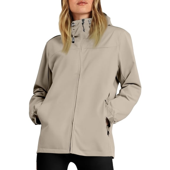 WTOBBY Women's Loose Casual Solid Color Windproof Waterproof Jacket for Outdoor Sports, Perfect for Fashionable and Relaxed Everyday Wear,Khaki M