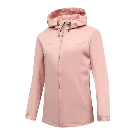 WTOBBY Women's Loose Casual Solid Color Windproof Waterproof Jacket for Outdoor Sports, Perfect for Fashionable and Relaxed Everyday Wear,Pink S