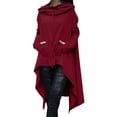 thumbnail image 1 of WTOBBY Women's Loose Comfortable High Neck Long Sleeve Solid Color Long Hoodie Top, Casual Oversized Pullover Sweatshirt for Everyday,Wine 2XL, 1 of 5