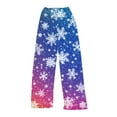 thumbnail image 1 of WTOBBY Women's Merry Christmas Print Pajama Bottoms, Soft Fleece-Lined Sleep Pants with Festive Snowflake and Tree Designs, Casual Home Wear for Winter,Blue L, 1 of 5