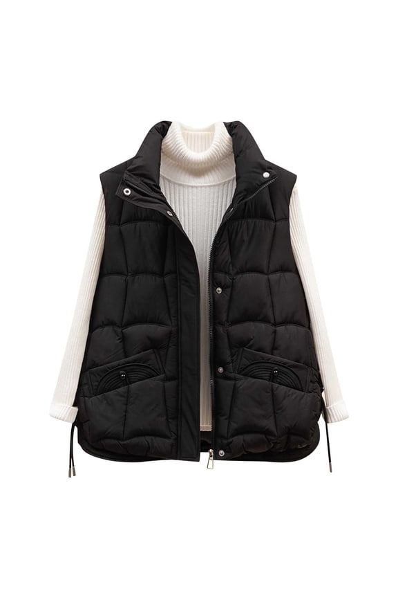 Women's Minimalist Short-Length Warm And Stylish Winter Coat, Simple and Modern Short Jacket for Warmth and Style in Cold Weather,Black L