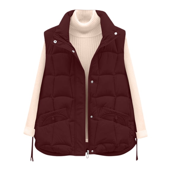 WTOBBY Women's Minimalist Short-Length Warm And Stylish Winter Coat, Simple and Modern Short Jacket for Warmth and Style in Cold Weather,Wine L