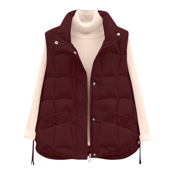 WTOBBY Women's Minimalist Short-Length Warm And Stylish Winter Coat, Simple and Modern Short Jacket for Warmth and Style in Cold Weather,Wine XL