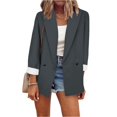 thumbnail image 1 of WTOBBY Women's Notch Lapel Blazer Jacket Slim Fit Formal Cardigan Style Long Sleeve Single Breasted Office Coat with Front Pockets for Business Professional,Dark Gray M, 1 of 4