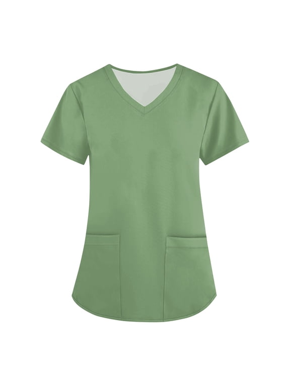 Women's Nurse Costume Uniform Set with Short Sleeve Print Top and Pants, Halloween Themed Role Play Work Outfit for Women,Fluorescent Green XL