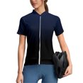 thumbnail image 1 of WTOBBY Women's Performance Cycling Short Sleeve Shirt, Ombre Gradient Athletic Top with Breathable Fabric & Reflective Safety Trim,Navy L, 1 of 5