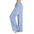 thumbnail image 1 of WTOBBY Women's Plaid Print Drawstring Elastic Waist Comfortable Straight Leg Loose Pajama Pants for Casual Sleepwear and Home Lounging,Blue L, 1 of 4