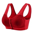 thumbnail image 1 of WTOBBY Women's Plus Size Front Closure Wireless Bra with Lace Accents, Thin Fabric for Lightweight Feel, Comfortable Fit for Daily Wear, No Underwire for Ease,Red 46, 1 of 5