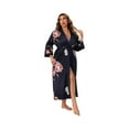 thumbnail image 1 of WTOBBY Women's Plus Size Lounge Robe 3X-6X Belted Kimono Long Sleeve Soft Cover Up Comfy Home Wear Sexy Nightwear Loungewear,Black 2XL, 1 of 7