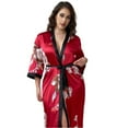 thumbnail image 1 of WTOBBY Women's Plus Size Lounge Robe 3X-6X Belted Kimono Long Sleeve Soft Cover Up Comfy Home Wear Sexy Nightwear Loungewear,Red 3XL, 1 of 7