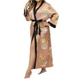 thumbnail image 1 of WTOBBY Women's Plus Size Nightwear Robe Flowy Comfortable Kimono Cover-Up for Loungewear and Sleepwear,Earthy Yellow 3XL, 1 of 6