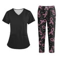 thumbnail image 1 of WTOBBY Women's Plus Size Short Sleeve Printed Scrubs Set with Pockets, V-Neck, Fun Floral Animal Design, 2-Piece Nursing Uniform, Medical Workwear for Caregivers,Black L, 1 of 6