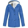 thumbnail image 1 of WTOBBY Women's Plush Lined Waterproof Jacket - Thickened Hooded Sun Protective Coat for Cold Weather Outdoor Activities and Winter Sports ,Blue 2XL, 1 of 4