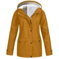 thumbnail image 1 of WTOBBY Women's Plush Lined Waterproof Jacket - Thickened Hooded Sun Protective Coat for Cold Weather Outdoor Activities and Winter Sports ,Orange 4XL, 1 of 4