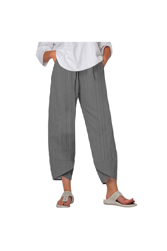 Women's Polka Dot Summer Wide Leg Pants - Stretchy Waist Beach Trousers with Pockets & Airy Design for Poolside Lounging,Black M