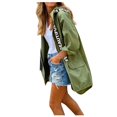 thumbnail image 1 of WTOBBY Women's Printed Hooded Windbreaker, Beautiful Pattern Rain-Resistant Jacket, Loose Fit Casual Coat, Lightweight Outdoor Wear, Ideal for Spring and Fall Seasons,Army Green L, 1 of 5