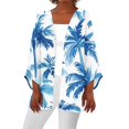 thumbnail image 1 of WTOBBY Women's Printed Lightweight Mid-Length Cardigan Jacket, Casual Fashion Cover-Up with Hawaiian AI Design, Long Sleeve Open Front Coat for Beach or Summer,Blue L, 1 of 5