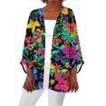 thumbnail image 1 of WTOBBY Women's Printed Lightweight Mid-Length Cardigan Jacket, Casual Fashion Cover-Up with Hawaiian AI Design, Long Sleeve Open Front Coat for Beach or Summer,Cyan 5XL, 1 of 5