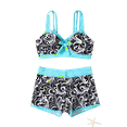 thumbnail image 1 of WTOBBY Women's Printed Two-Piece Bikini Set Sexy High Waisted Swimsuit with Bra Pads Non-Steel Support Summer Beach Swimwear,Turquoise 3XL, 1 of 4