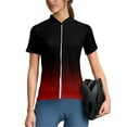 thumbnail image 1 of WTOBBY Women's Quick-Dry Fitness Short Sleeve Shirt, Gradient Color Cycling Top with Reflective Details & Secure Back Pockets,Red S, 1 of 4