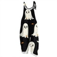 thumbnail image 1 of WTOBBY Women's Retro Casual Jumpsuit featuring Halloween Print, Loose Fit with Suspenders in Cotton and Linen, Perfect for Comfortable Outfits Year-Round,BlackL, 1 of 6