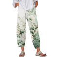 thumbnail image 1 of WTOBBY Women's Retro Floral Print Casual Wide Leg Elastic Waist Pants with Pockets, Summer Loose Trousers for Women, Comfortable and Flowy Design,Mint Green M, 1 of 5