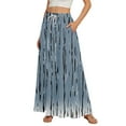 thumbnail image 1 of WTOBBY Women's Retro Floral Tie-Dye Print Flowy Flared Maxi Skirt with Ruffle Hem, A-Line Elastic Waist Elegant Tiered Bohemian Long Skirt for Vintage Casual Style,Gray L, 1 of 5