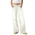 thumbnail image 1 of WTOBBY Women's Retro High-Rise Straight Leg Street Wide-Leg Jeans, Classic Denim Pants Casual Comfort Vintage Style for Everyday Wear,White 2XL, 1 of 4