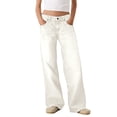 thumbnail image 1 of WTOBBY Women's Retro High-Rise Straight Leg Street Wide-Leg Jeans, Classic Denim Pants Casual Comfort Vintage Style for Everyday Wear,White M, 1 of 4