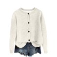 thumbnail image 1 of WTOBBY Women's Retro Knit Button Cardigan Jacket, Retro Style with Long Sleeve, Casual and Chic Outerwear,White M, 1 of 4