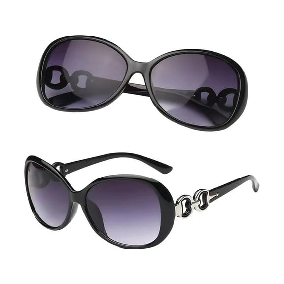 WTOBBY Women's Retro Plastic Sunglasses for Summer, Vintage Cat Eye UV400 Protection Shades, Fashion Oval Frame Eyewear with Gradient Lenses,Black