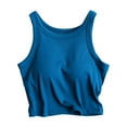 thumbnail image 1 of WTOBBY Women's Ribbed Crop Camisole with Built-in Chest Pad, Sexy Fitted Tank Top for Layering, Soft Stretchy Plus Size Comfort Sleepwear Essential,Dark Blue M, 1 of 4