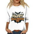 thumbnail image 1 of WTOBBY Women's Round Neck 3/4 Sleeve Halloween Print Casual T-Shirt Top Fashion Tee for Fall Seasonal Wear Holiday Party and Daily Outfits,Ginger 4XL, 1 of 6