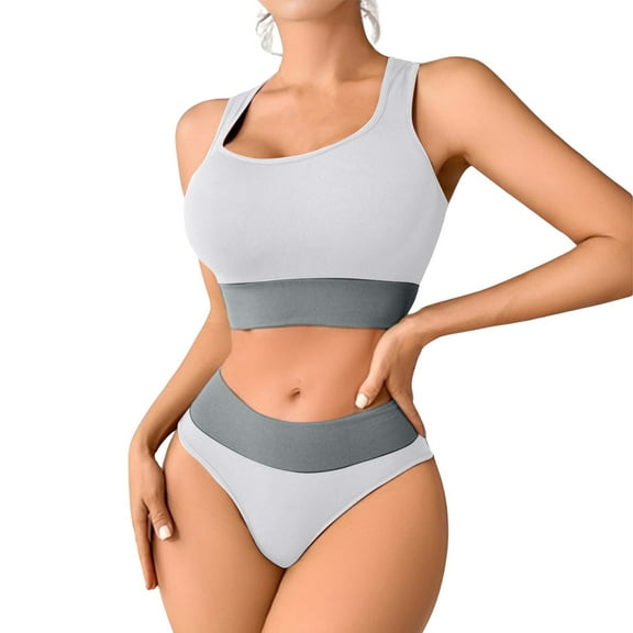 WTOBBY Women's Seamless Bra & Shorts Set: Sporty Colorblock Activewear for Yoga, Gym or Leisure, Comfortable Wirefree Support and Full Coverage,White M