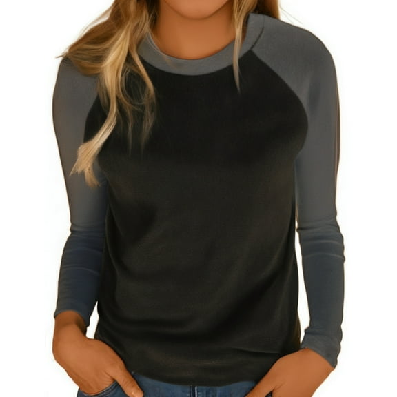 WTOBBY Women's Seamless Round Neck Thermal Top, Thick Velvet Lined Long Sleeve Blouse, Warm Comfortable Underwear for Cold Weather, Plus Size Casual Wear,Black XL