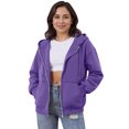 thumbnail image 1 of WTOBBY Women's Off Shoulder Zipper Hoodie Sweatshirt Fashion Clothing Casual Jacket, Modern Cropped Style with Front Pocket and Comfortable Streetwear Look,Purple XL, 1 of 5