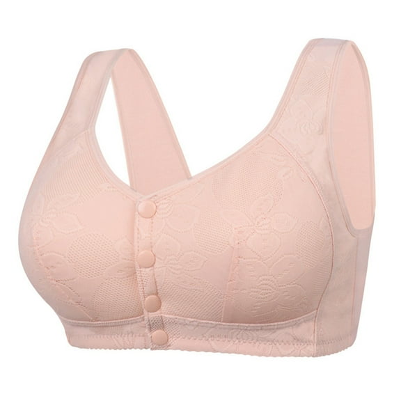 WTOBBY Women's Sleep Bra - Wire-Free Vest Style with Front Buckle Closure for Soft Gathering Support, Perfect for Nighttime and Lounging Comfort Underwear,Pink 46