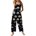 thumbnail image 1 of WTOBBY Women's Sleeveless Cotton Casual Jumpsuit featuring Halloween Print, Breathable and Lightweight for Warm Weather, Ideal for Relaxed Wear,NavyM, 1 of 5