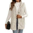 thumbnail image 1 of WTOBBY Women's Sleeveless Faux Fur Vest Gilet Coat Lightweight Warm Puffer Jacket Reversible Double Face Fleece Outerwear Casual Solid Color Tank Top for Spring Fall Layering,Beige M, 1 of 6