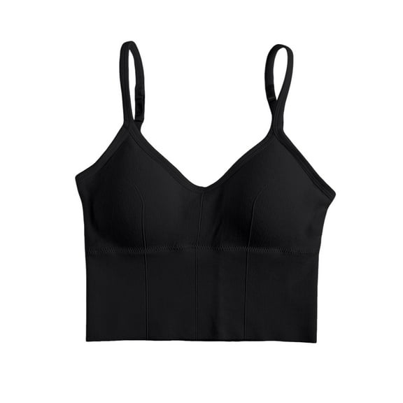 WTOBBY Women's Sleeveless Pleated Vest Top with U-Back Design, Tube Style Camisole for Layering, Stretchy Soft Comfort Fit Casual Shirt, Wire-Free Bra Alternative,Black One Size