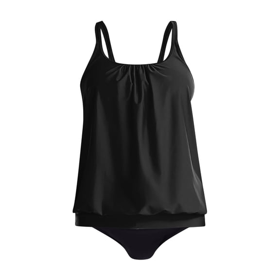 WTOBBY Women's Solid Color Bikini Set Two-Piece Swimsuit Crisscross Back Adjustable Straps with Bra Pads Summer Swimwear,Black L