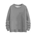 thumbnail image 1 of WTOBBY Women's Solid Color Crewneck Knit Sweater Top, Long Sleeve Pullover Sweater, Casual Comfortable Fall Fashion Sweatshirt for Daily,Light Gray L, 1 of 5