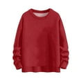 thumbnail image 1 of WTOBBY Women's Solid Color Crewneck Knit Sweater Top, Long Sleeve Pullover Sweater, Casual Comfortable Fall Fashion Sweatshirt for Daily,Red S, 1 of 5